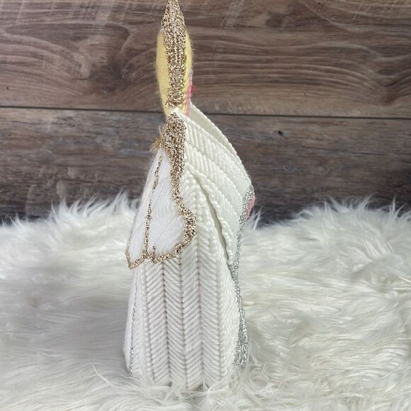 Vintage Canvas Yarn Angel Air Freshner Cover 1990’s, White and Gold , Christmas - Picture 2 of 5